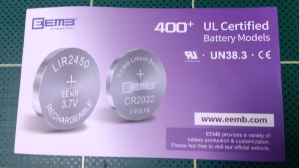 LIR2032 充電式バッテリー 3.7V リチウムイオンコインボタン電池 45mAh　１個_参考資料