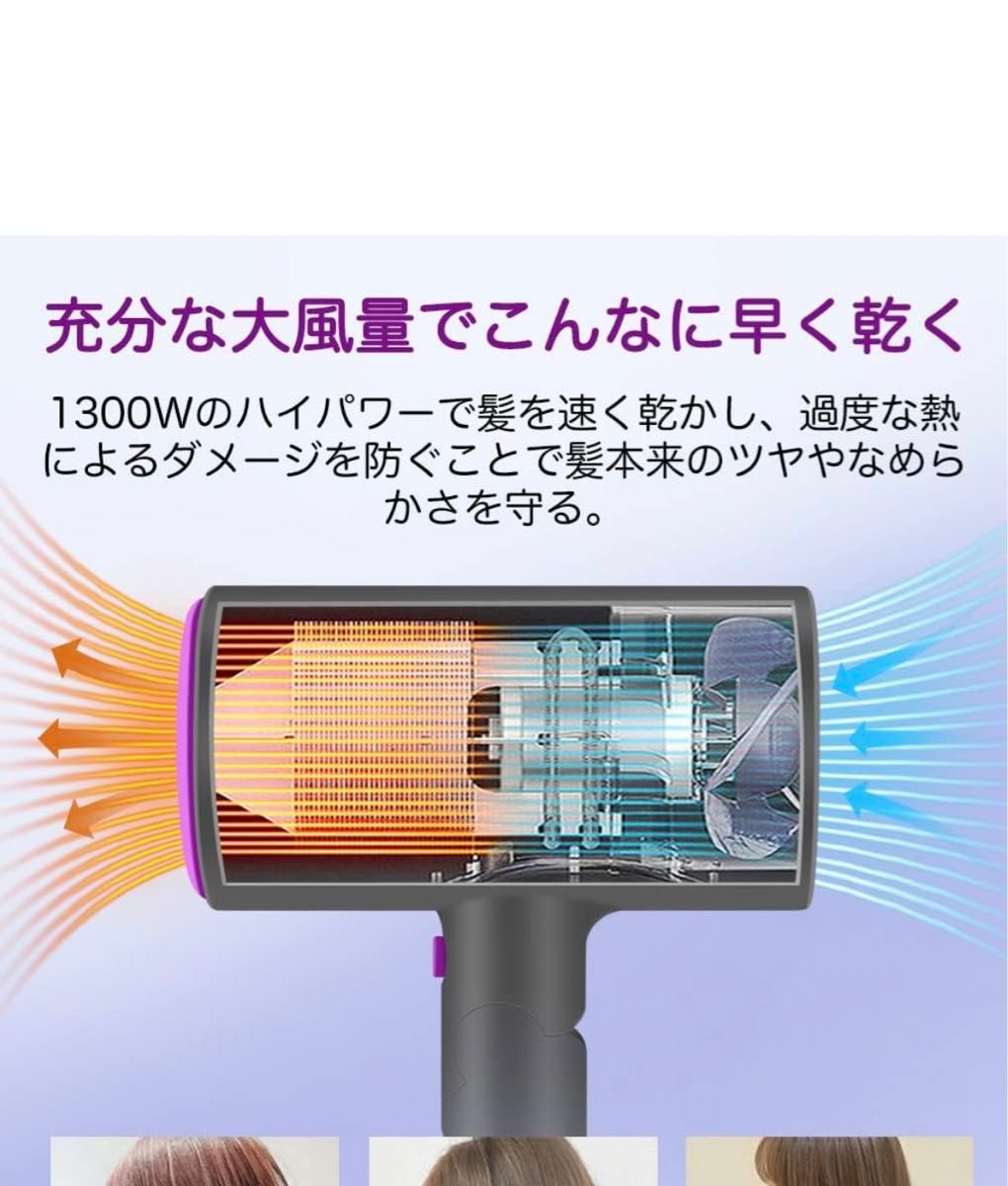 新品ドライヤー、大風量 速乾 超軽量 1300W 折り畳み式 携帯ドライヤー 