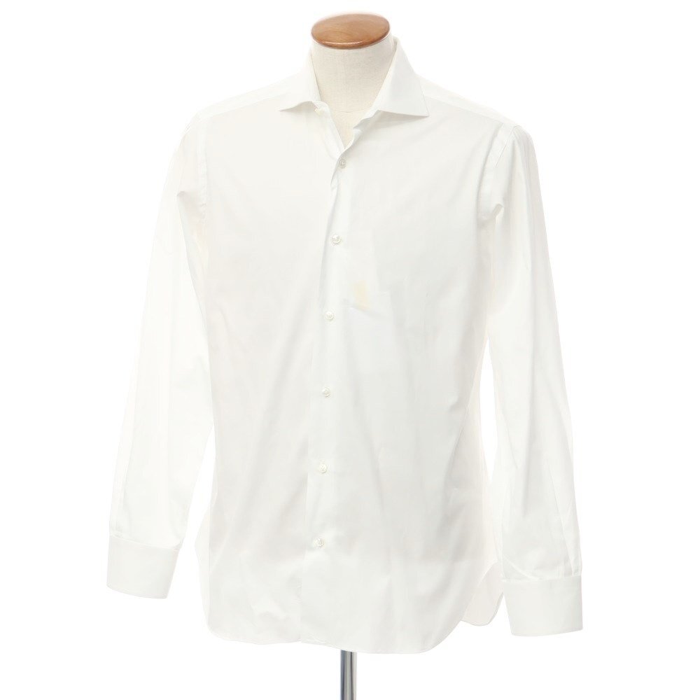 【中古】バルバ BARBA コットン ワイドカラー ドレスシャツ ホワイト【サイズ40】