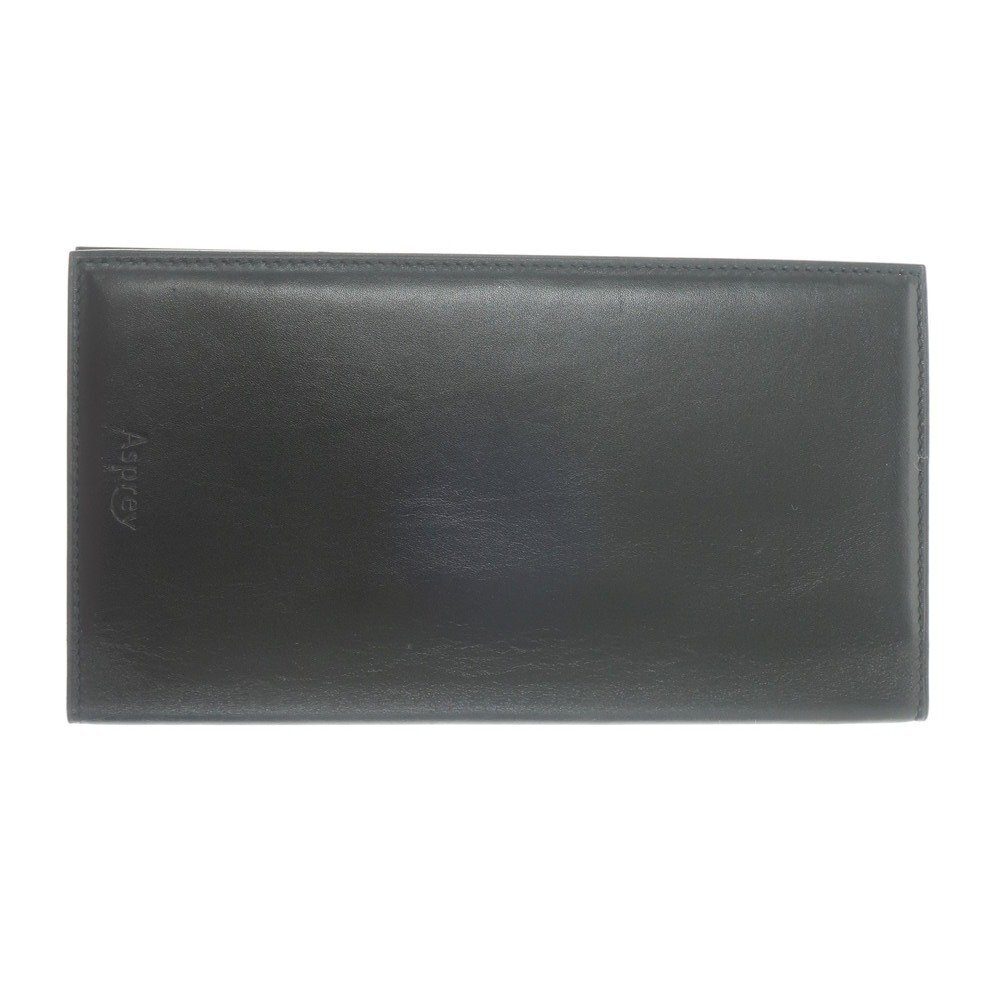 [ used ]as Play Asprey LONDON leather long wallet black APD