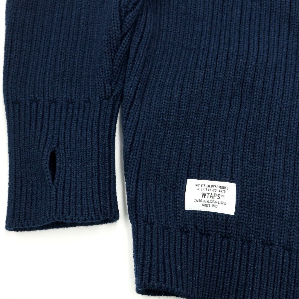 【中古】ダブルタップス WTAPS 2022年秋冬 ポリエステル クルーネック ニット ネイビー【サイズ3】_画像6