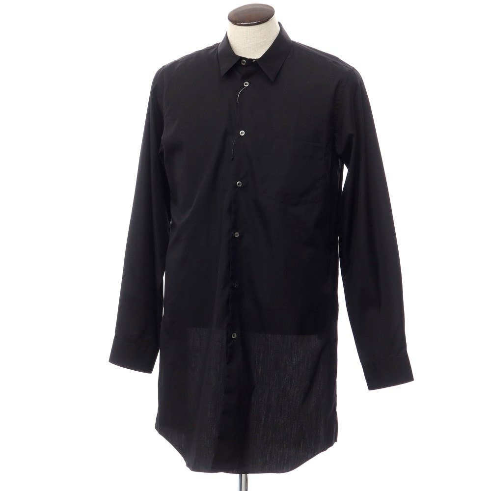 【中古】ブラックコムデギャルソン BLACK COMME des GARCONS コットン ロングシャツ ブラック【L】_画像1