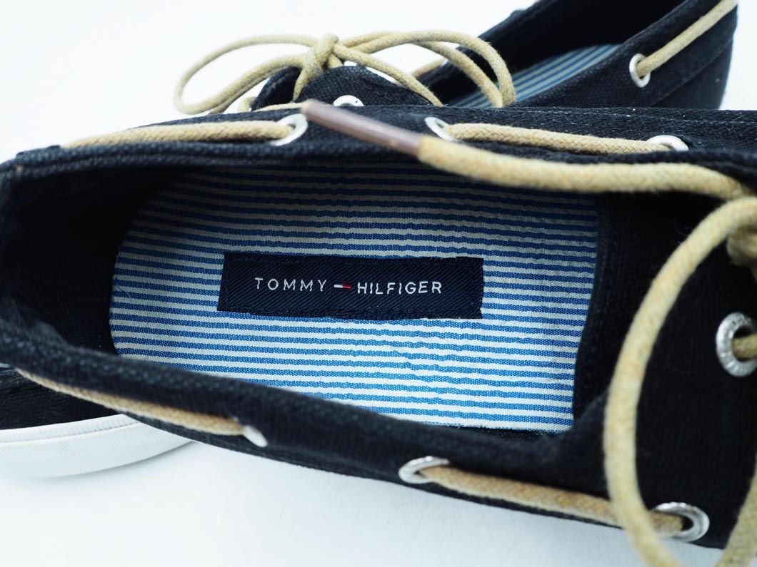 TOMMY HILFIGER トミーヒルフィガー デッキ シューズ size8(26cm位）/黒 ■■ ☆ ecc5 メンズ_画像7