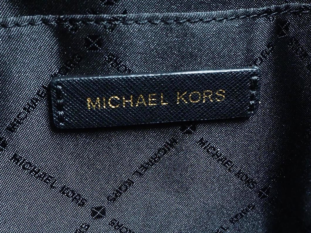 MICHAEL KORS マイケルコース レザー ロゴプレート トート バッグ 黒 ■■ ☆ ecc7 レディース_画像8