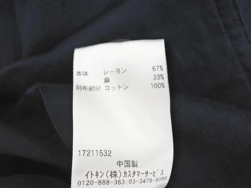 MICHEL KLEIN ミッシェルクラン リネン混 7分袖 テーラード ジャケット size38/濃紺 ■◇ ☆ ebc9 レディース_画像5