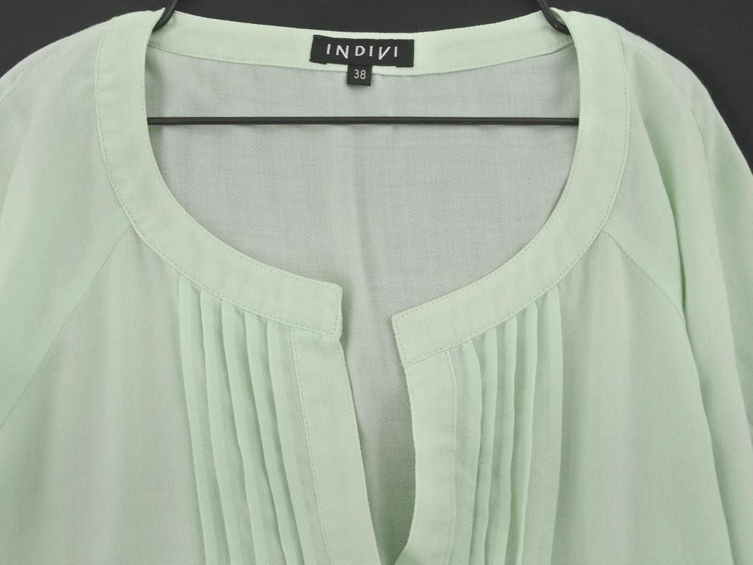  cat pohs OK INDIVI Indivi pin tuck blouse shirt size38/ mint #* * eca5 lady's 