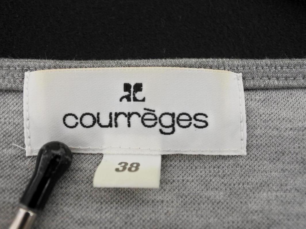 Courreges クレージュ シフォン ラインストーン フリル スクエアネック カットソー size38/グレー ■◇ ☆ eca7 レディース_画像6