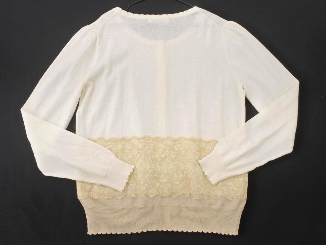 Feroux Feroux race knitted cardigan size2/ white x beige #* * eca8 lady's 