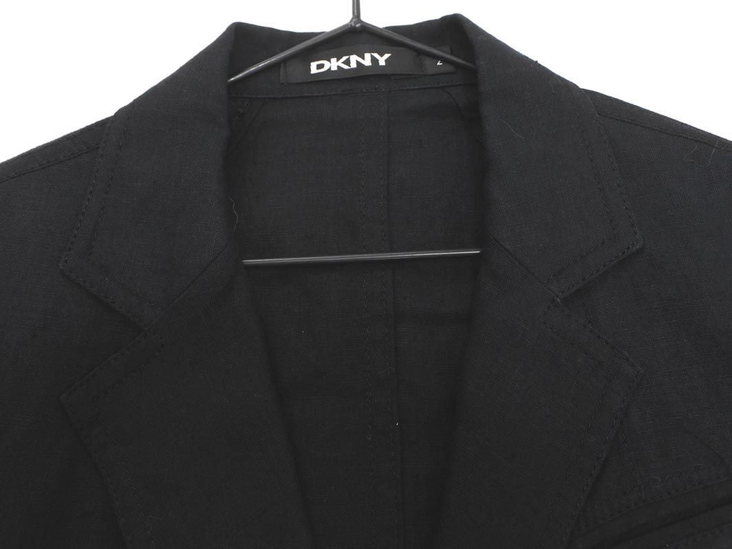 DKNY ダナキャランニューヨーク リネン100% テーラード ジャケット size2/黒 ■◇ ☆ ecb1 レディース_画像2