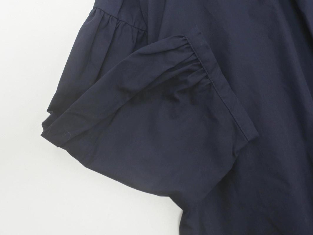  Earth Music & Ecology объем рукав подставка оборка цвет блуза рубашка sizeF/ темно синий #* * ecb4 женский 