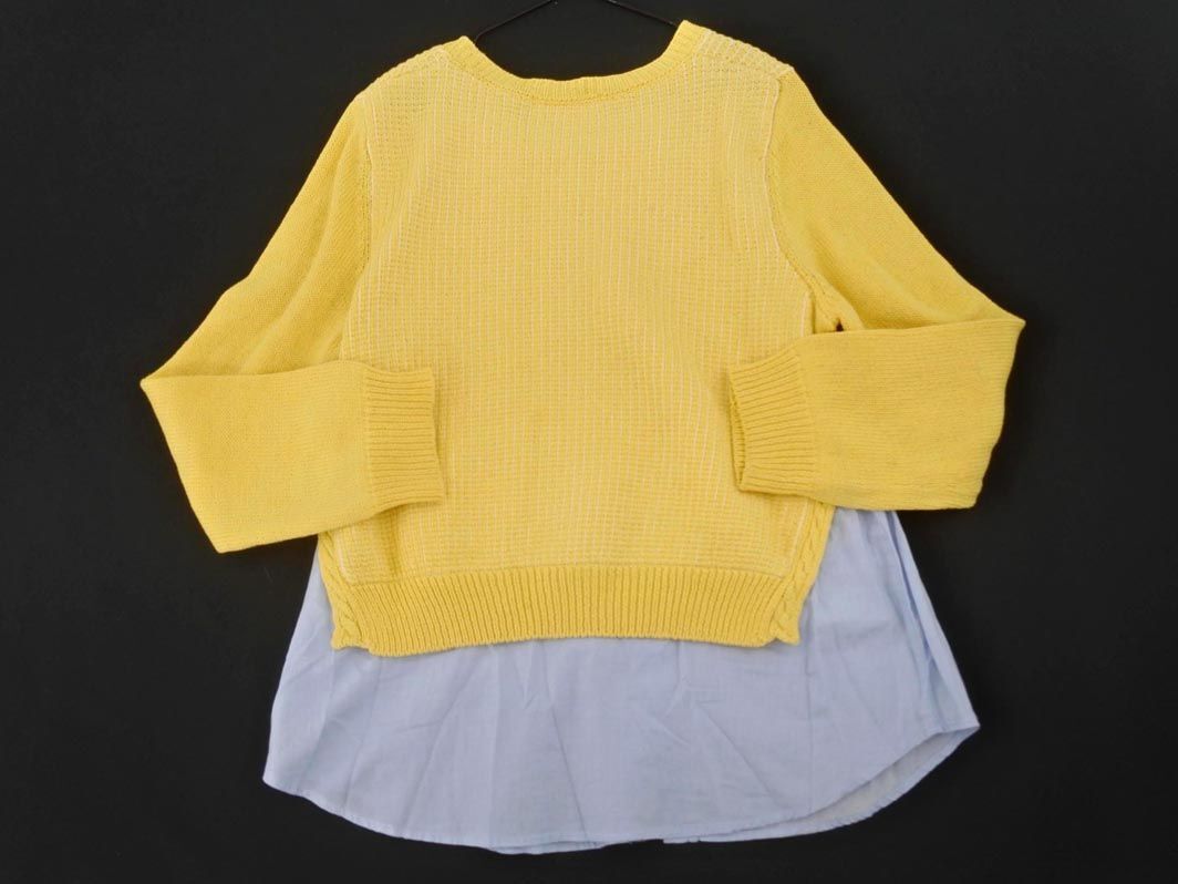 KUMIKYOKU Kumikyoku fake Layered knitted sweater size2/ yellow x light blue #* * ecb9 lady's 
