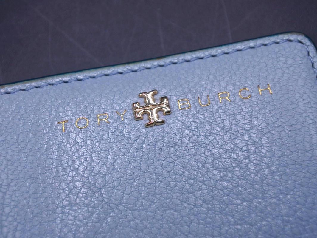 ネコポスOK Tory Burch トリーバーチ レザー パス カードケース 水色 ■■ ☆ ecc5 レディース_画像6