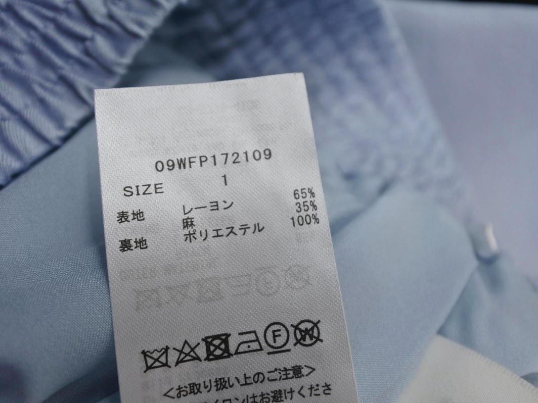 ミラオーウェン リネン混 ワイド パンツ size1/青 ■◇ ☆ ecc6 レディース_画像5