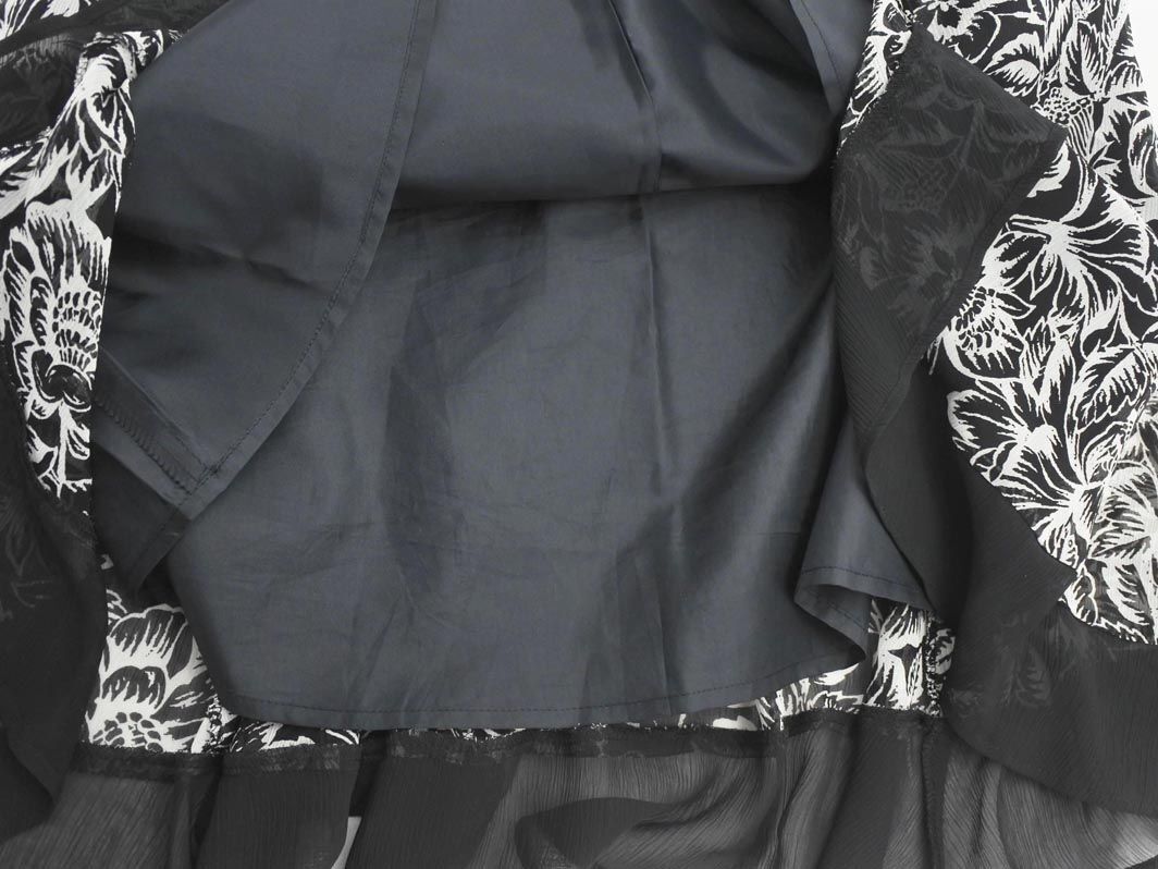 ネコポスOK KEITH キース シフォン 花柄 フレア Aライン 台形 スカート size40/白ｘ黒 ■◇ ☆ ecc6 レディースの画像3