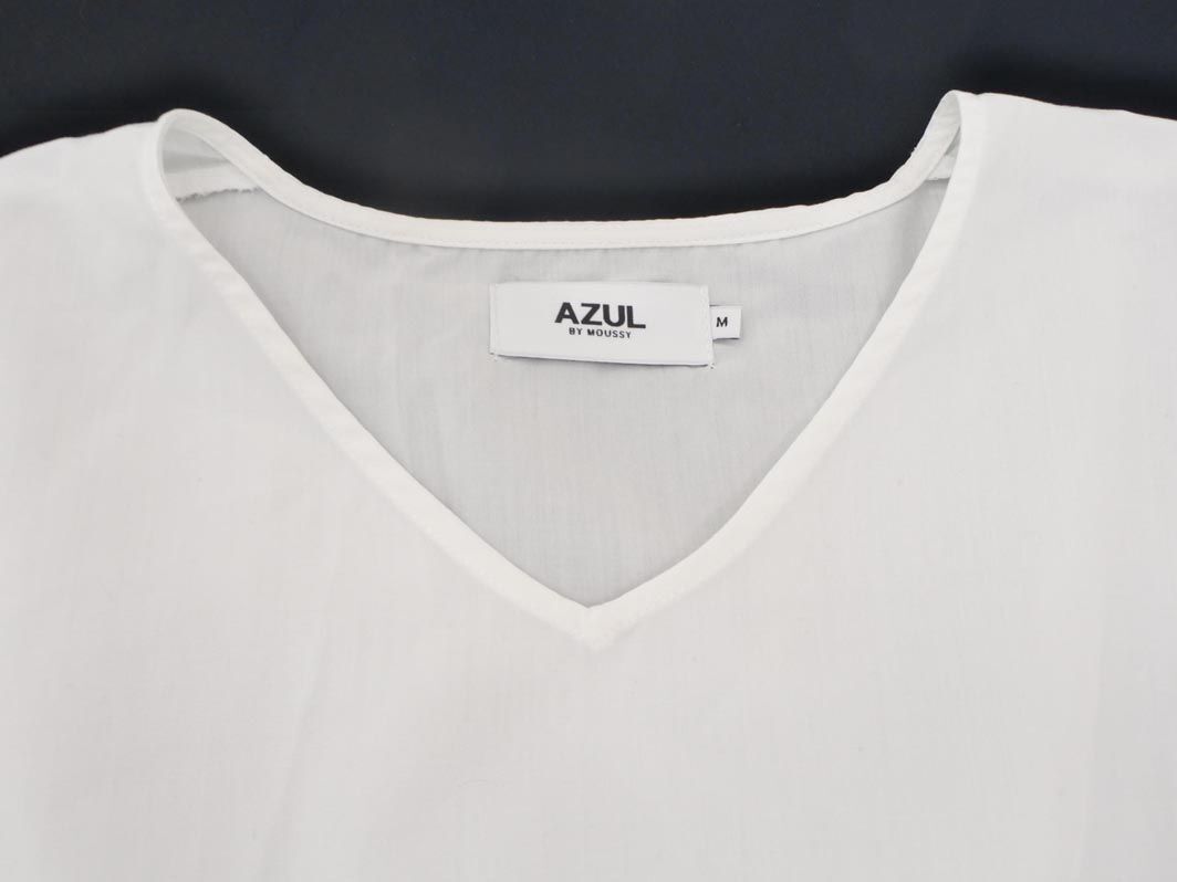 ネコポスOK AZUL BY MOUSSY アズールバイマウジー ペプラム ブラウス シャツ sizeM/白 ■◇ ☆ ecc6 レディース_画像3