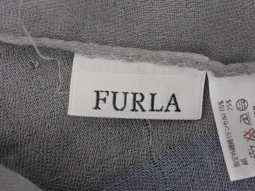 FURLA フルラ チェック ストール グレーx水色 ■◇ ☆ ecc7 レディース_画像6