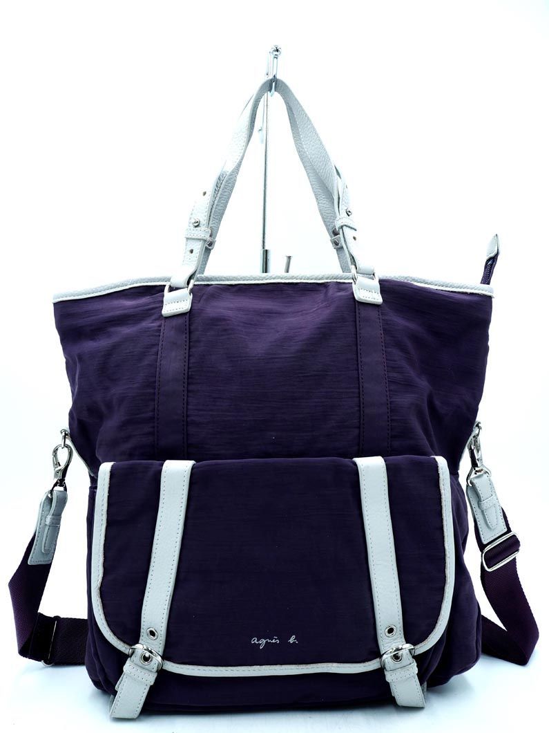 agnes b Agnes B nylon 2WAY tote bag purple ## * eca5 lady's 