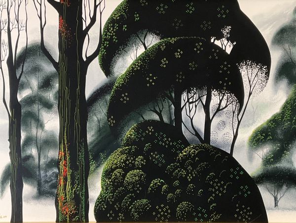 真作■シルクスクリーン■アイベンアール Eyvind Earle ■『フォレストマジック』■希少限定■額付絵画　1ｄ_画像5