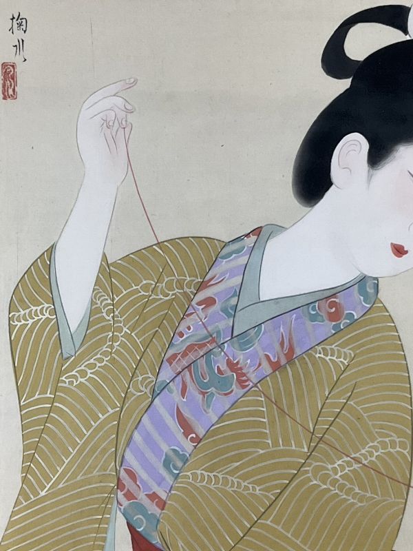 Yahoo!オークション - 真作 日本画 門井掬水 『糸まき』 絹本 和 Yahoo!オークション - 真作 日本画 門井掬水 『糸まき』 絹本 和
