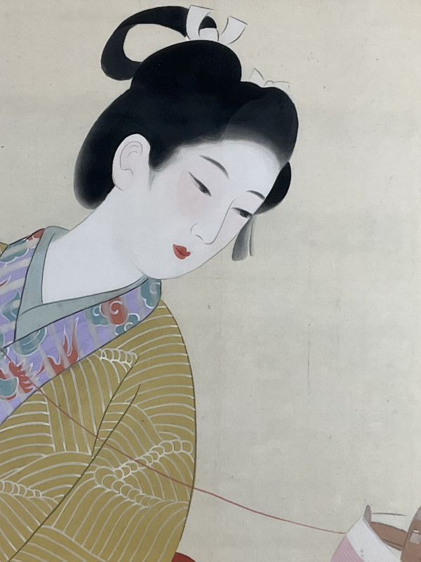 Yahoo!オークション - 真作 日本画 門井掬水 『糸まき』 絹本 和 Yahoo!オークション - 真作 日本画 門井掬水 『糸まき』 絹本 和