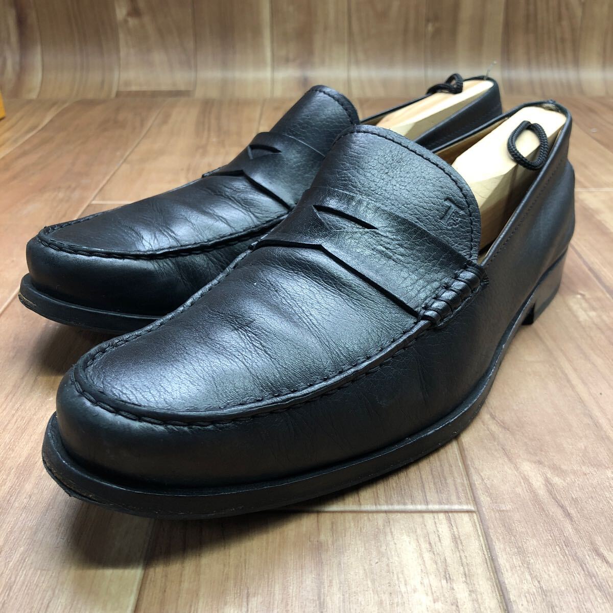 MI240315 TOD'S トッズ　コインローファー　ビジネスシューズ レザーシューズ　ブラック　メンズ　8 約27cm_画像3