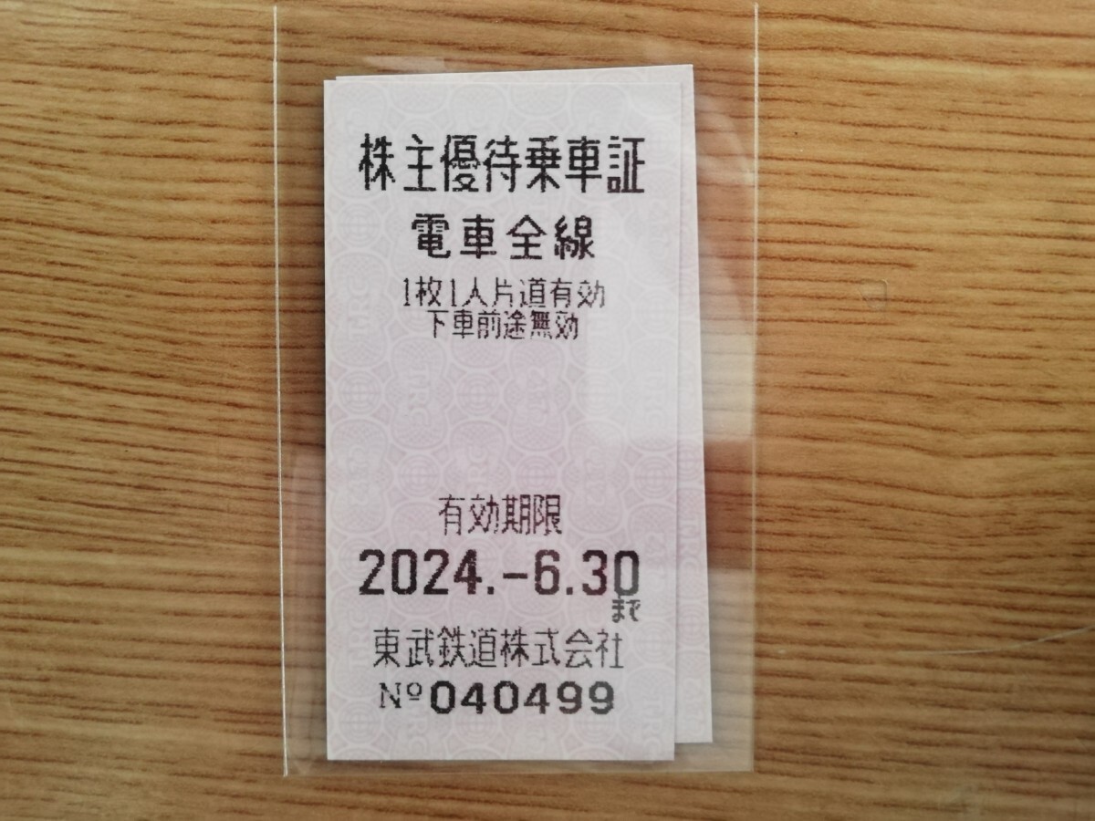 東武鉄道　株主優待乗車証　2枚_画像1