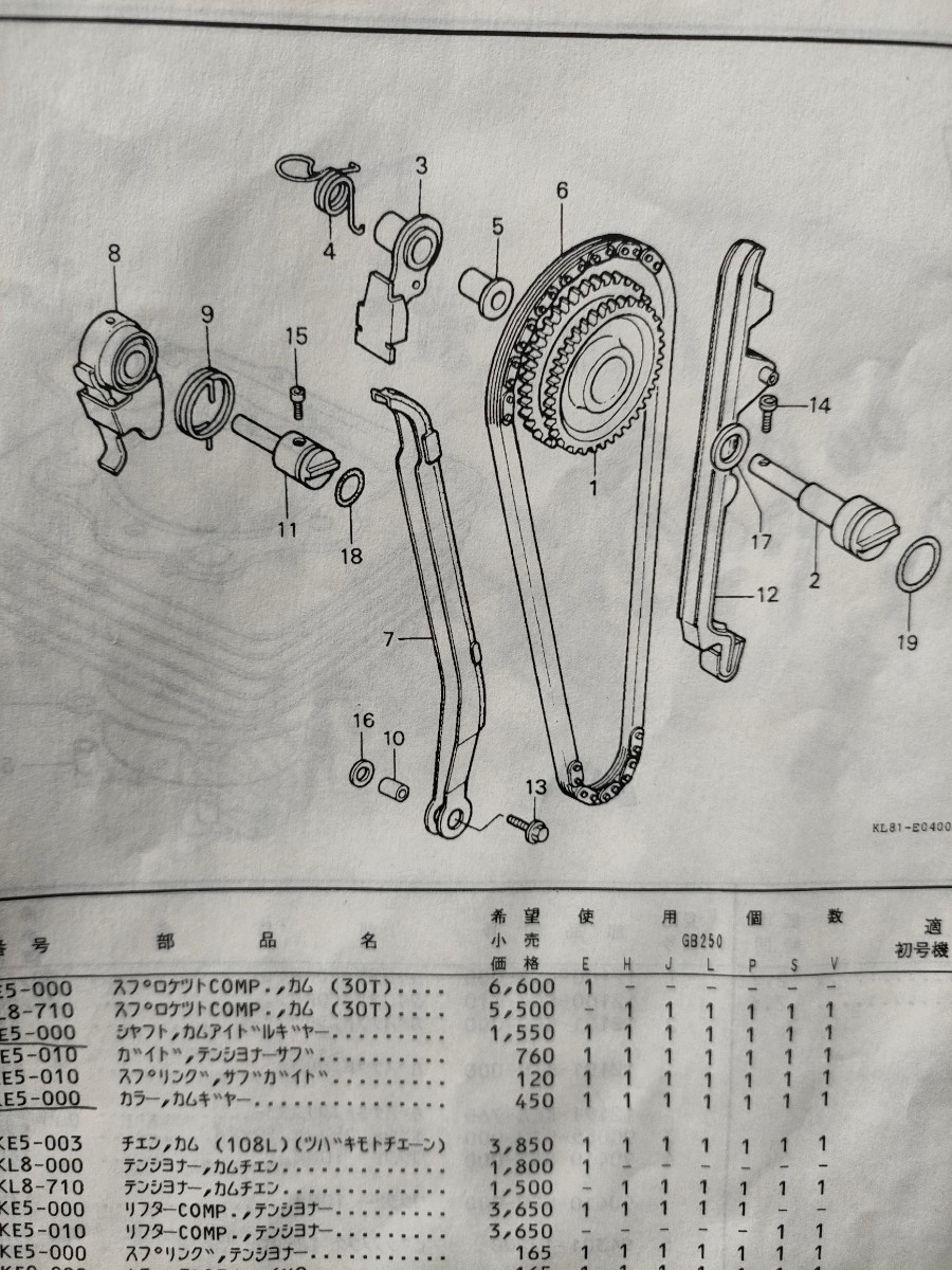 GB250 クラブマン カムチェーンテンショナー周り 純正パーツ 一式セット_画像5