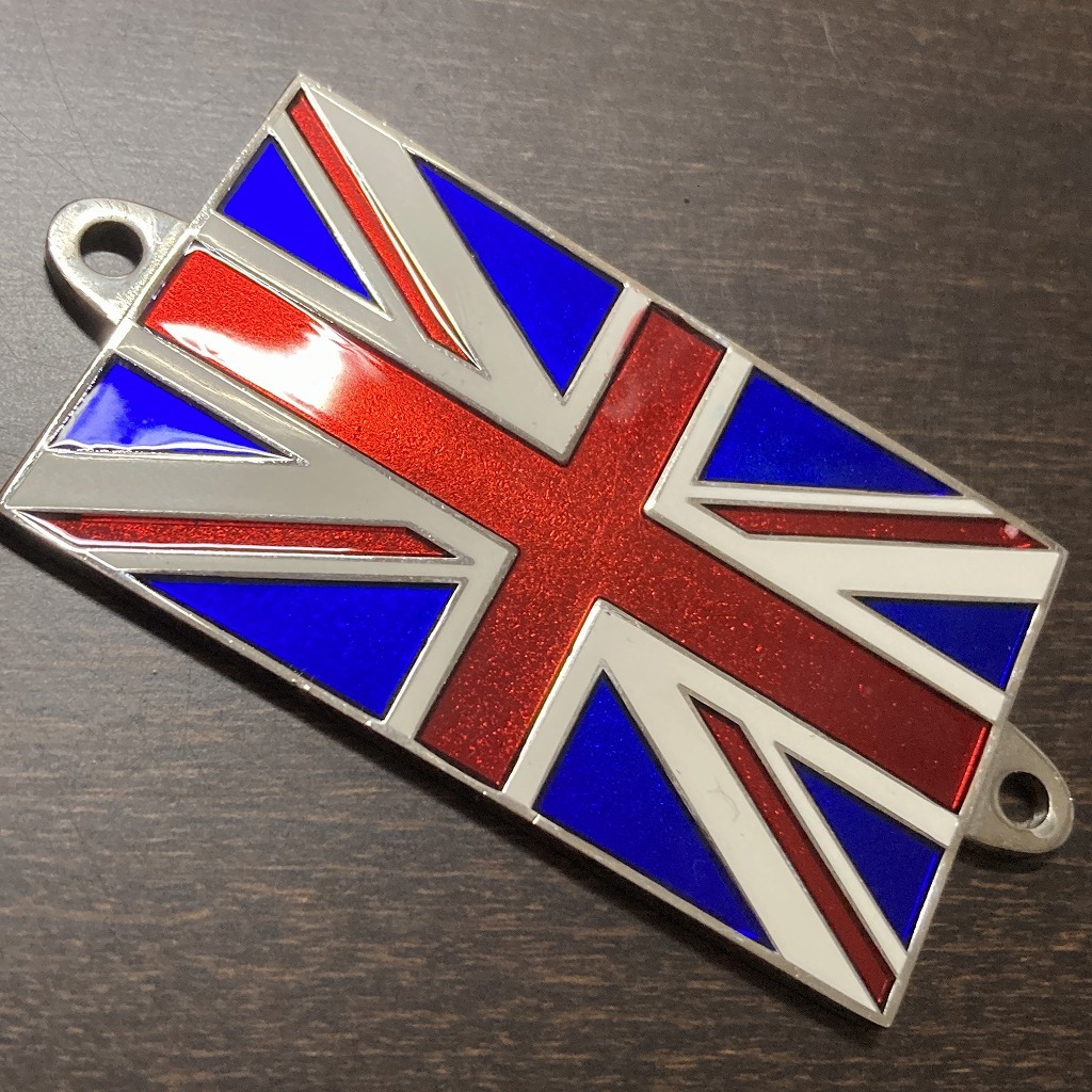  107625 ユニオンジャック エンブレム カーバッチ クラシックカー ENGLAND BADGE BAR バッジクリップ カーバッチ クラシックカー 旧車_画像1