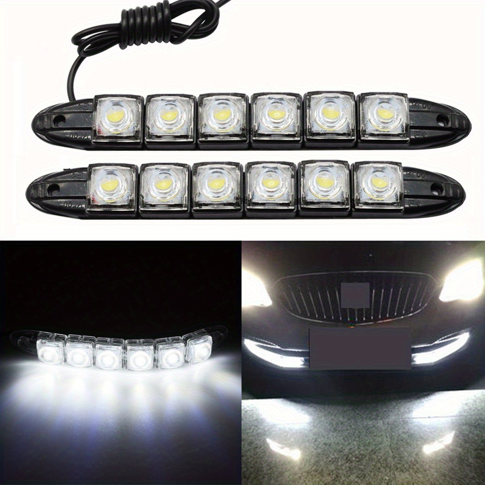 2個セット フレキシブル デイライト LED テープライト 簡単取付 ブルー DC12V 6LED 防水 17cm カー用品 非純正 t25_画像5