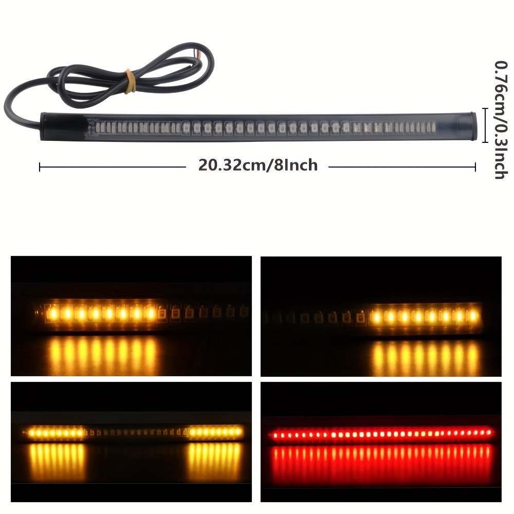 【セール中】LED テールランプ ウインカー付き 赤 オレンジ 汎用 両面テープ 貼り付け 防水 ソフトラバー製 社外品 バイク オートバイ t62_画像2