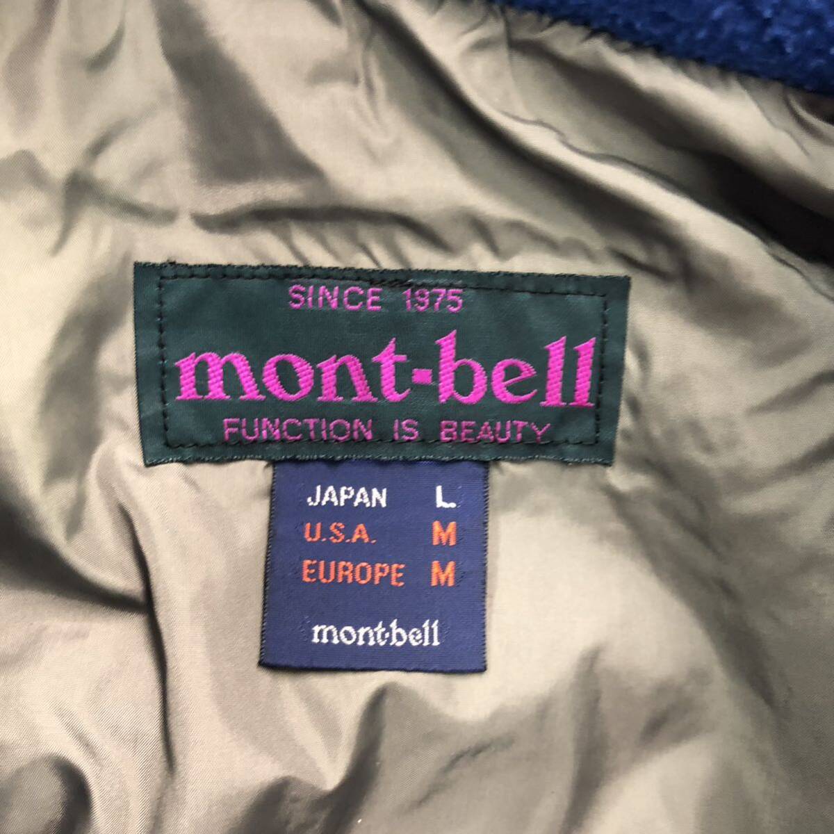 old mont-bell フリースジャケット ブルー Lサイズ モンベル polartec オールド ビンテージ 90s アウトドア の画像6