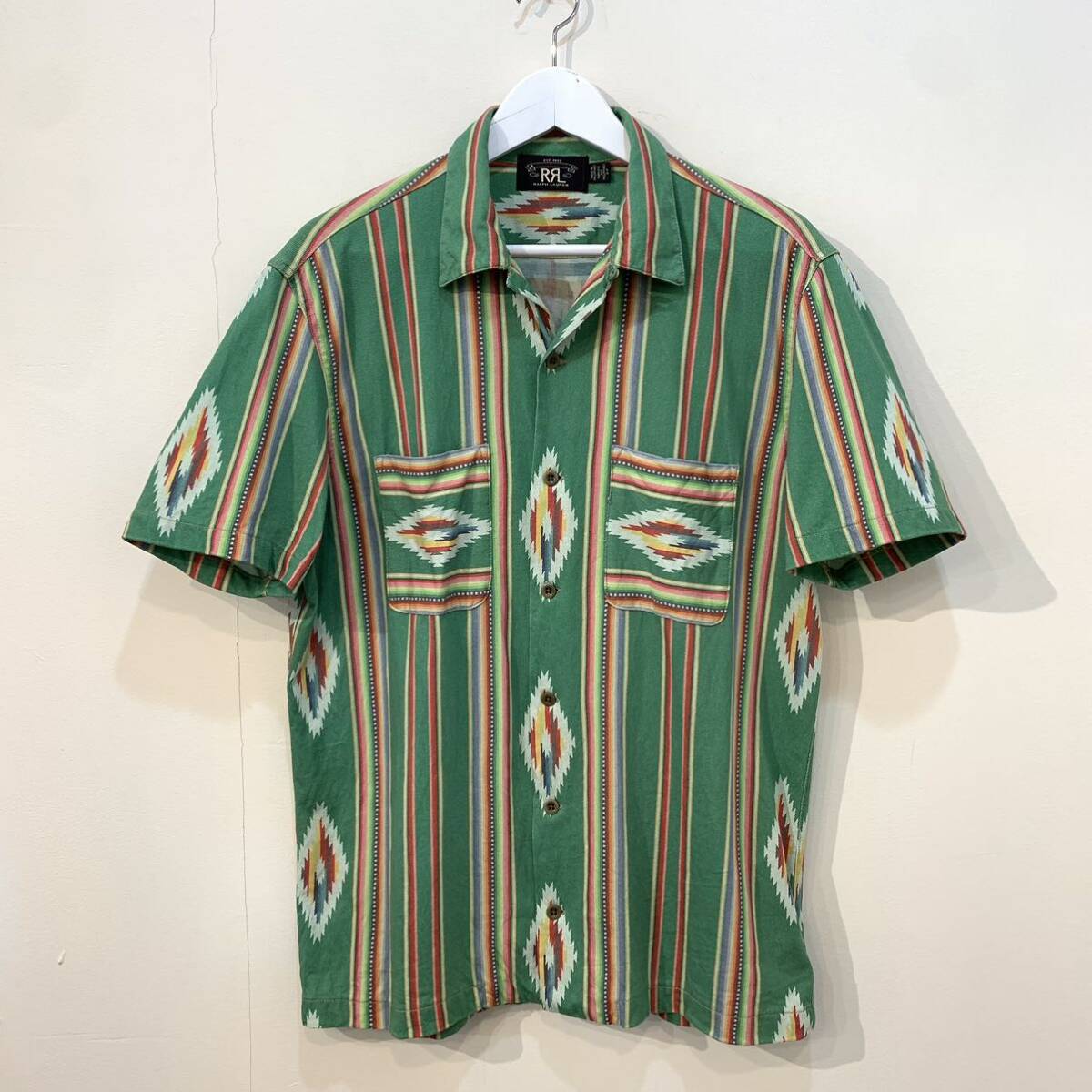 2023SS RRL Native Print Jersey Camp Shirt ネイティブ プリント ジャージー キャンプ シャツ DOUBLE RL ダブルアールエル 半袖 L_画像1