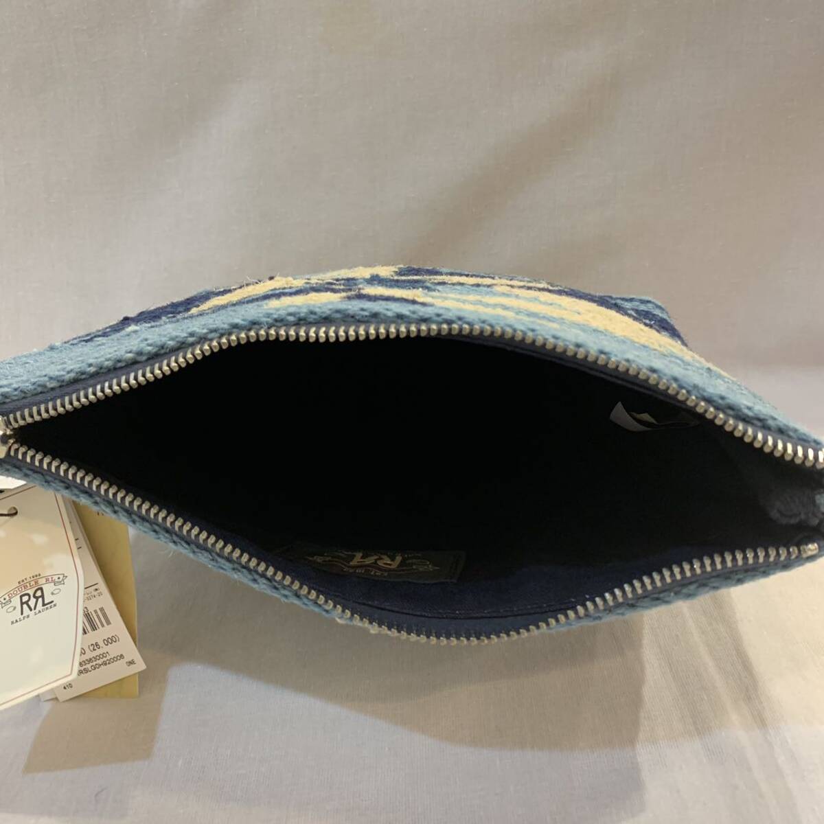 未使用品 RRL インディゴ ネイティブ ジャカード ハンドウーブン ブランケット ポーチ INDIGO NATIVE BLANKET POUCH クラッチバッグ バッグの画像8