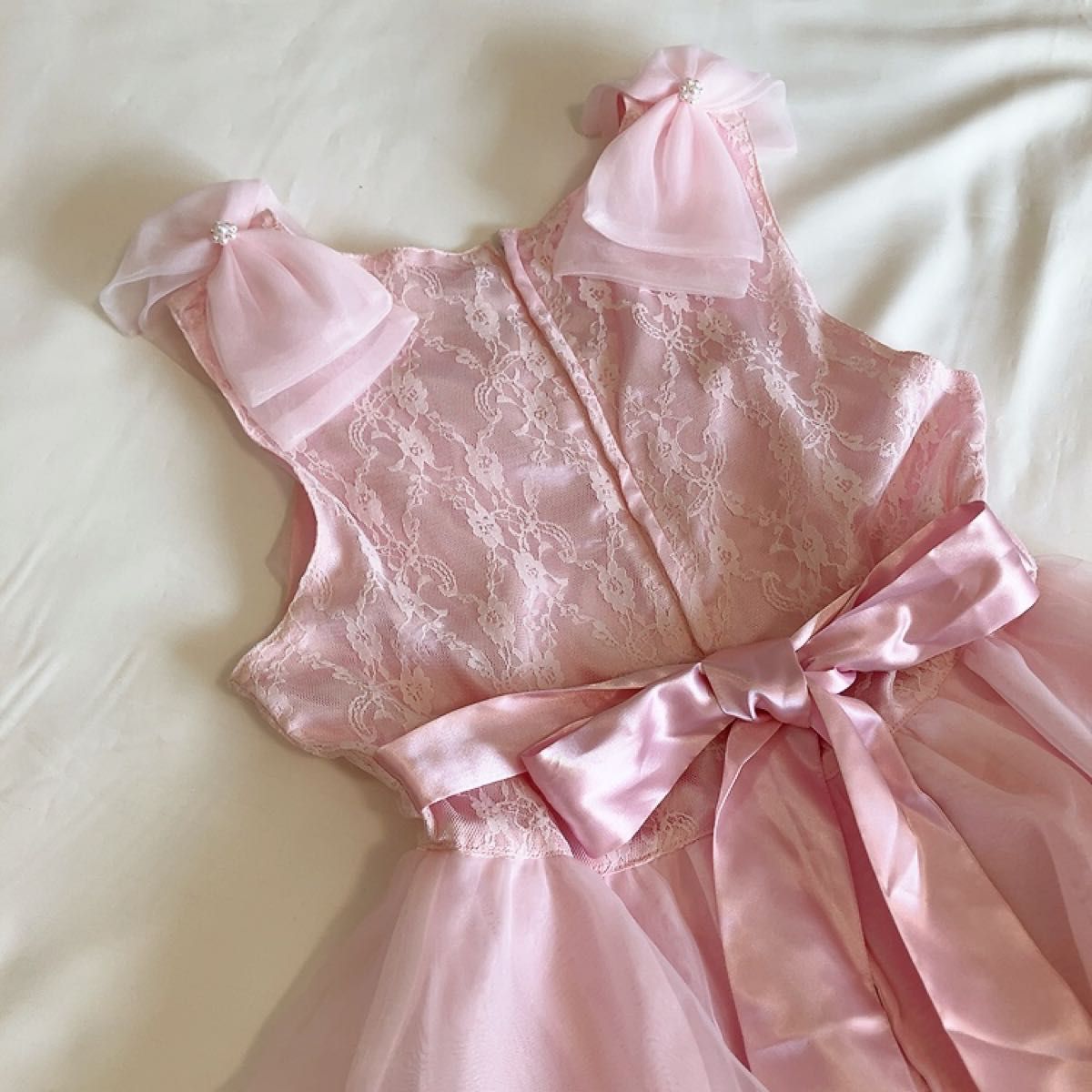 【即日発送】リボンクルール ロング ドレス 150 ピンク セレモニー 春夏 女の子 セレモニードレス ワンピース ノースリーブ