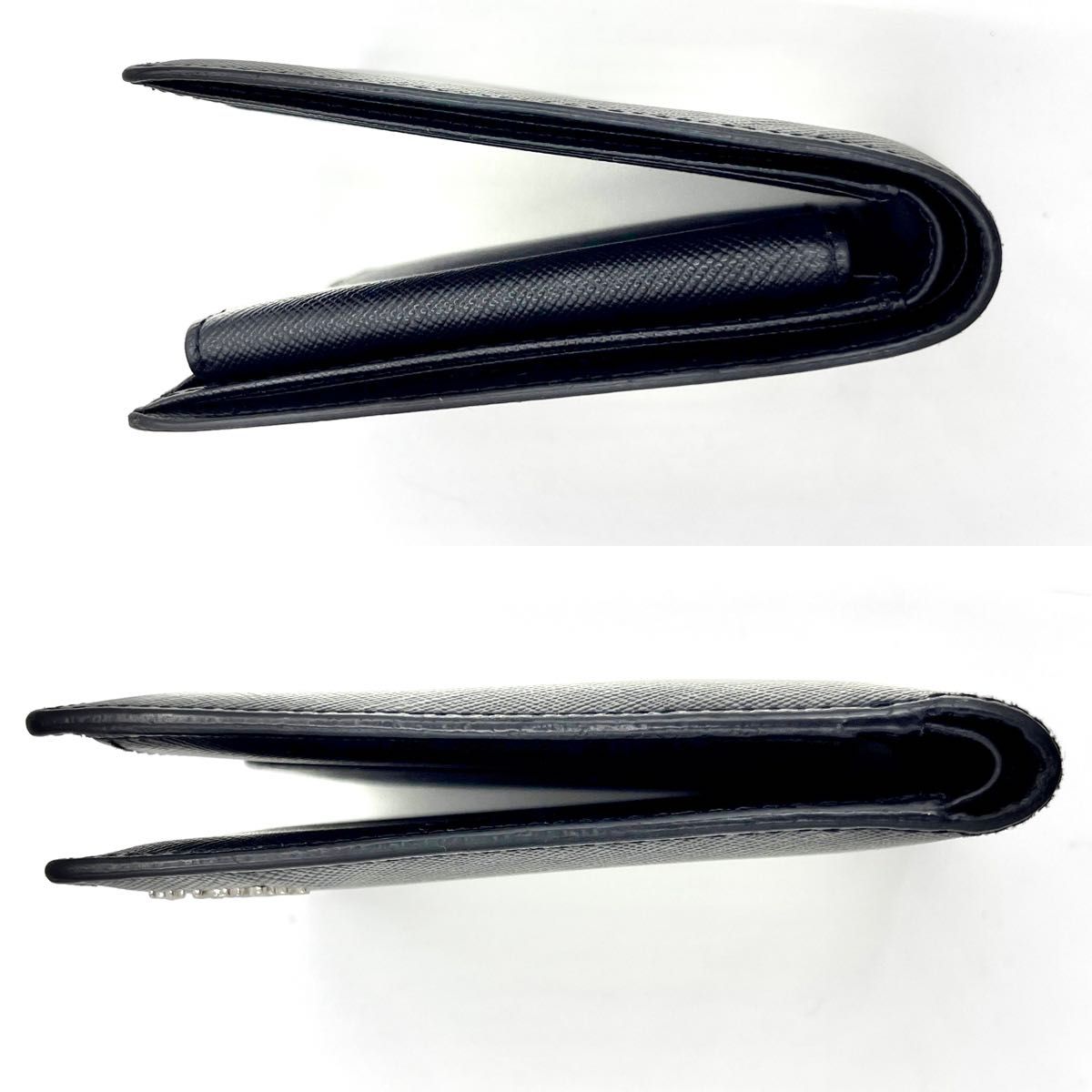 【極美品】agnes b. アニエスベー　二つ折り財布 ウォレット　サフィアーノ　ブラック レザー 黒