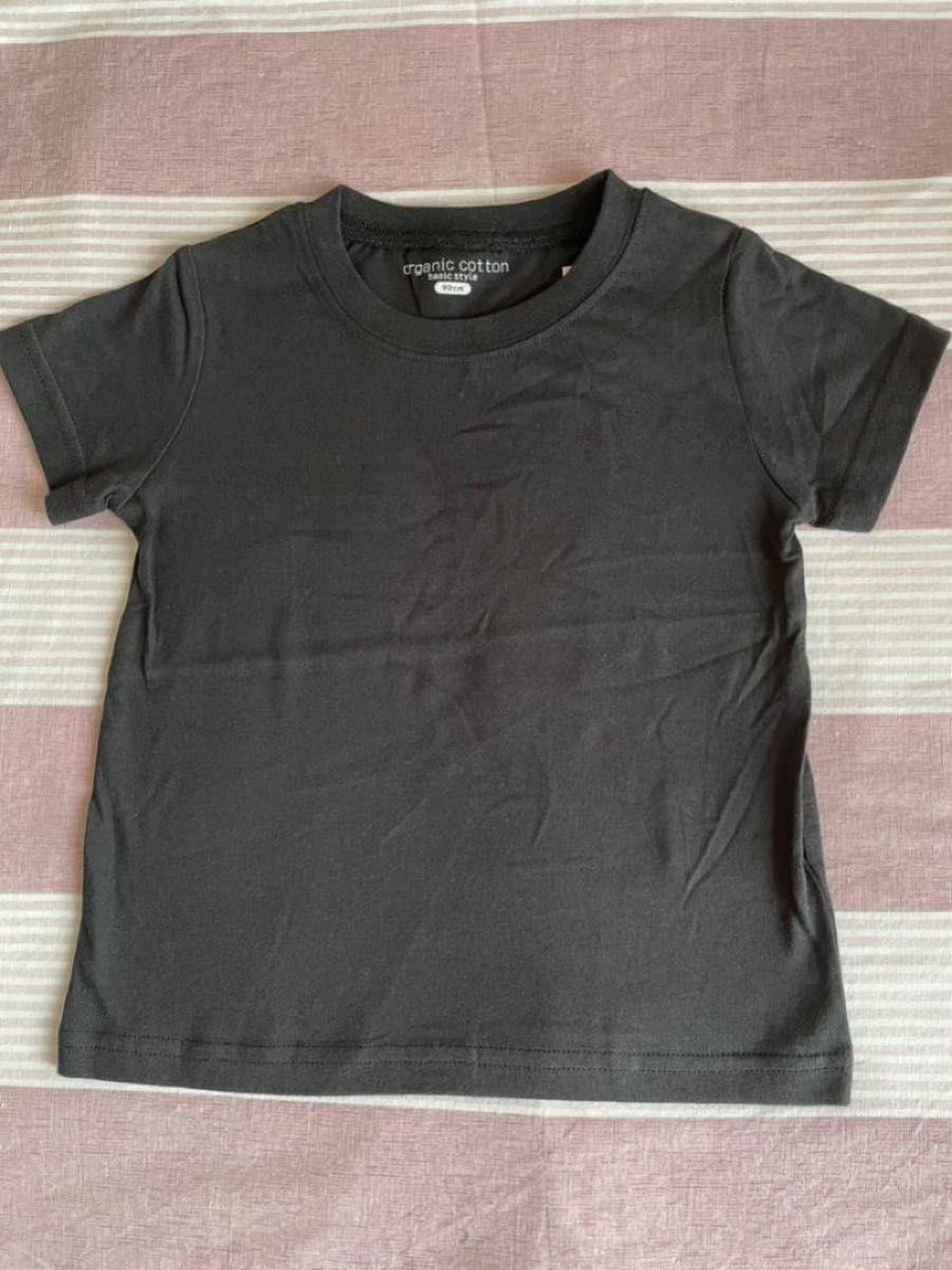 実質380円購入可能　新品 即決 オーガニックコットン 半袖 Tシャツ 90サイズ 男女兼用 ブラック Tシャツ