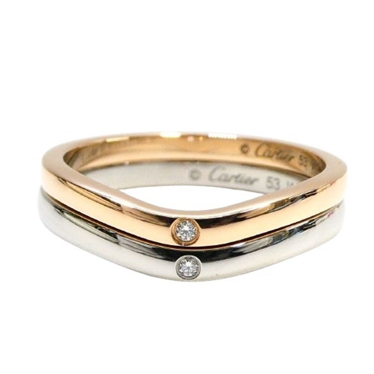 J*K18 Pt950 Cartier Rav mi- ring 2 ream #53 13 number ba Rely na3P diamond pink gold 18 gold platinum diamond Cartier