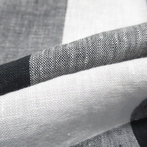 マーガレットハウエル 美品 ラージチェック リネン 半袖シャツ 黒 白 1 日本製 5780152606 麻100％ MARGARET HOWELL ◆N3_画像4