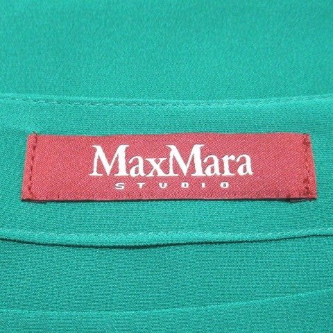 マックスマーラ ステュディオ 美品 袖フレア ワンピース 緑 グリーン S～M位 シルク系 無地 Max Mara STUDIO ◆HO3の画像5
