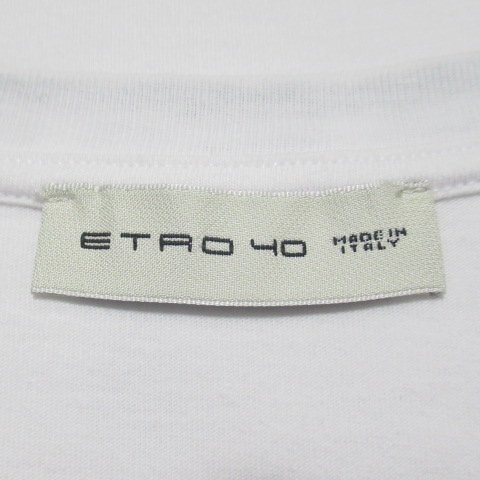 エトロ コットン 半袖カットソー 白 ホワイト柄 40 イタリア製 Tシャツ ストレッチ ETRO 【ネコポスOK】 ◆N3_画像7