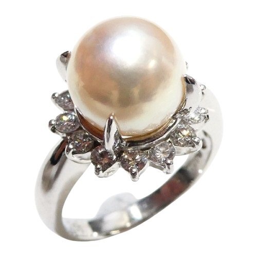 独特の上品 J◇Pt850 銀座ジュエリーマキ 大粒 9.2mm パール & ダイヤ 0.51ct リング 指輪 10号 プラチナ ダイヤモンド pearl diamond platinum ring その他