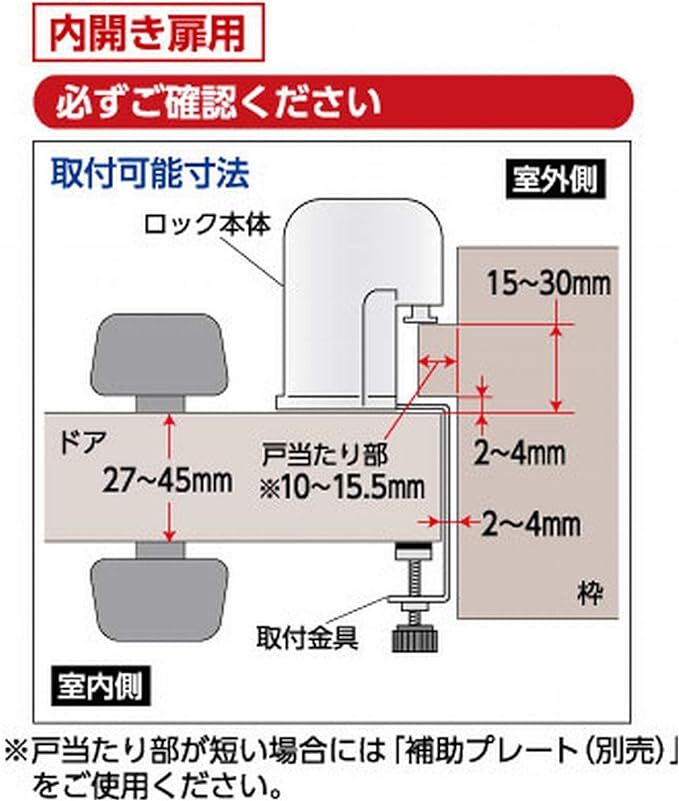 ガードロック 内開き扉用室内錠 スタンダード 日本製 No.560S ホワイト 4.7×12×5.5cm_画像2