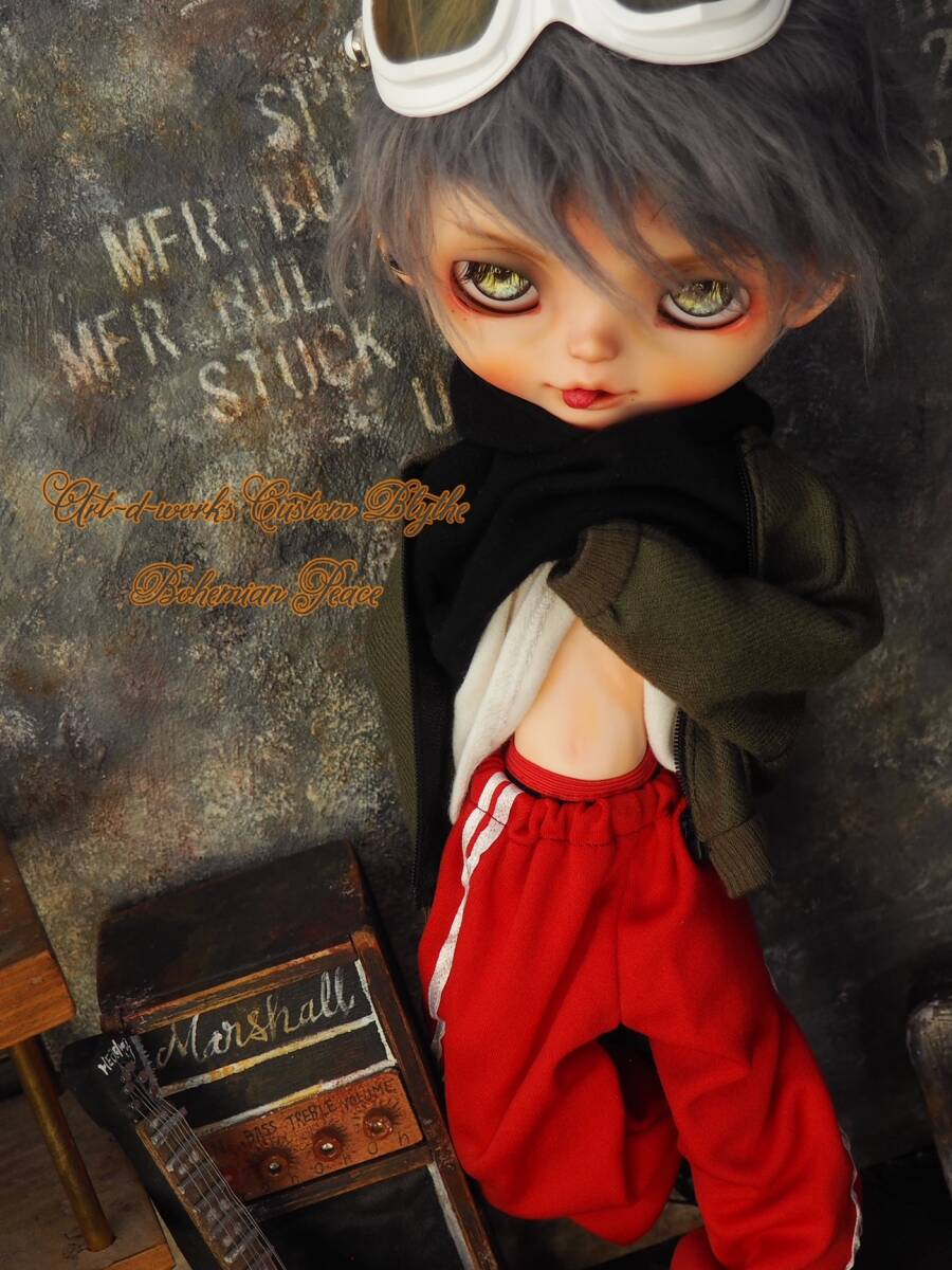 *art_d_works*custom blythe カスタム ブライス 『とある水道配管工に憧れたキラー君の顛末』ボヘミアンピース オビツ27　男の子　パテ盛り_画像1