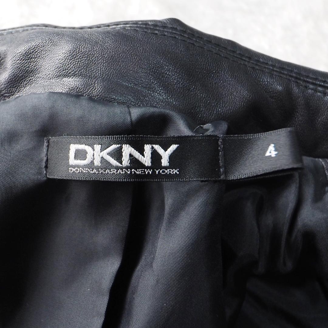 ダナキャランニューヨーク DKNY ライダースジャケット ラムレザー 羊革 ダブル 本革 ブラック 黒 レディース4サイズ　_画像8