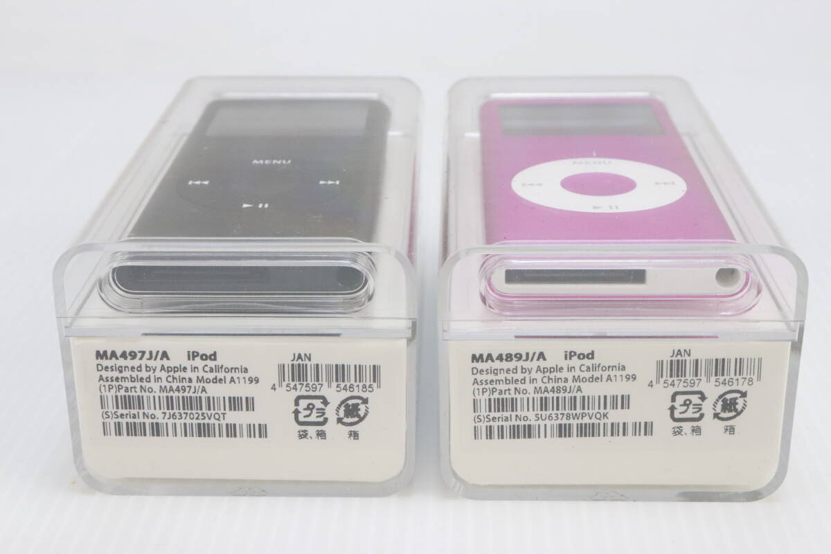 1円～★未開封・未使用品★レア Apple アップル iPod nano まとめて2点セット 4GB/8GB ピンク/ブラック MA489J/A MA497J/A A1199 R952_画像2