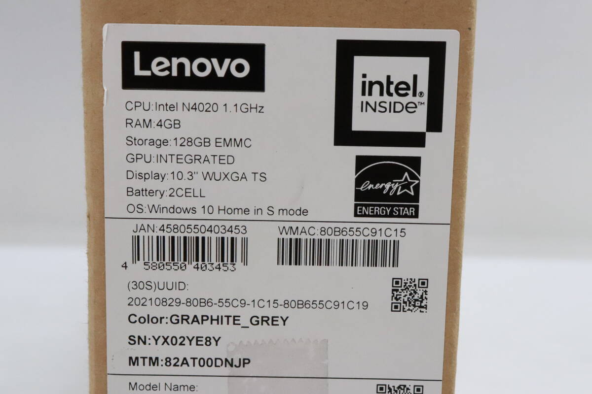 1円～★初期化済★Lenovo レノボ ノートPC IdeaPad Duet 350i 82AT00DNJP CPU Celeron N4020 / メモリ 4GB / SSD 128GB / 10.3型 家電 S033_画像9