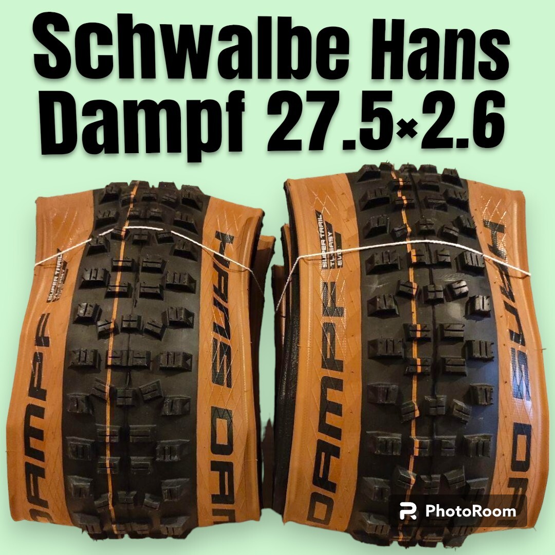 トレイルにおすすめ！Schwalbe Hans Dampf 27.5×2.6 2本セット！ブラック/ブロンズでクロモリフレームにも似合います！_画像1