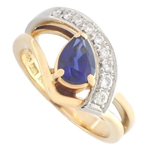 サファイヤ ダイヤモンド リング 指輪 ジュエリー K18 イエローゴールド プラチナ ブルー青 13(53)号 40802063965【アラモード】【WJ】