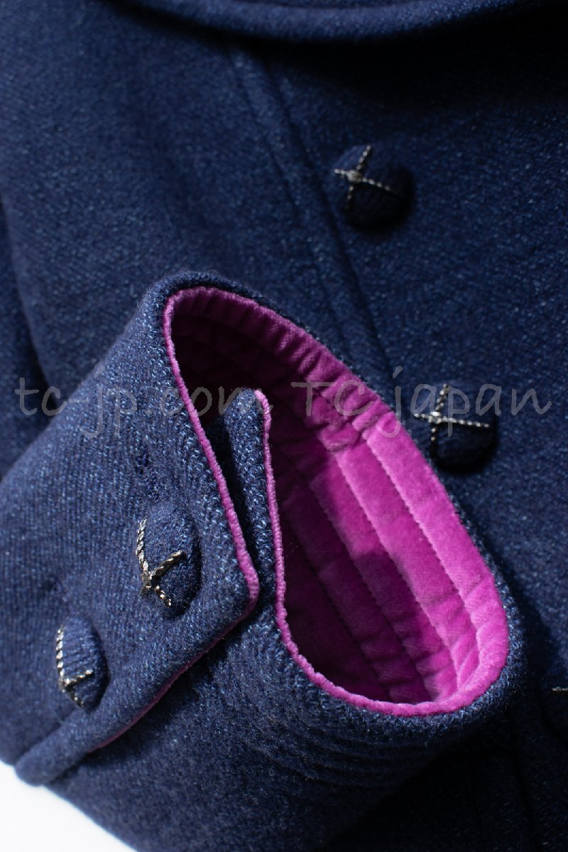  Chanel пальто CHANEL темно-синий темно-синий розовый лиловый .... bell спальное место воротник кашемир шерсть очень красивый товар 34 36 Ran way появление 