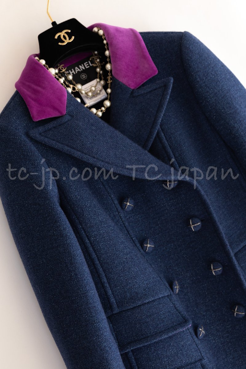  Chanel пальто CHANEL темно-синий темно-синий розовый лиловый .... bell спальное место воротник кашемир шерсть очень красивый товар 34 36 Ran way появление 